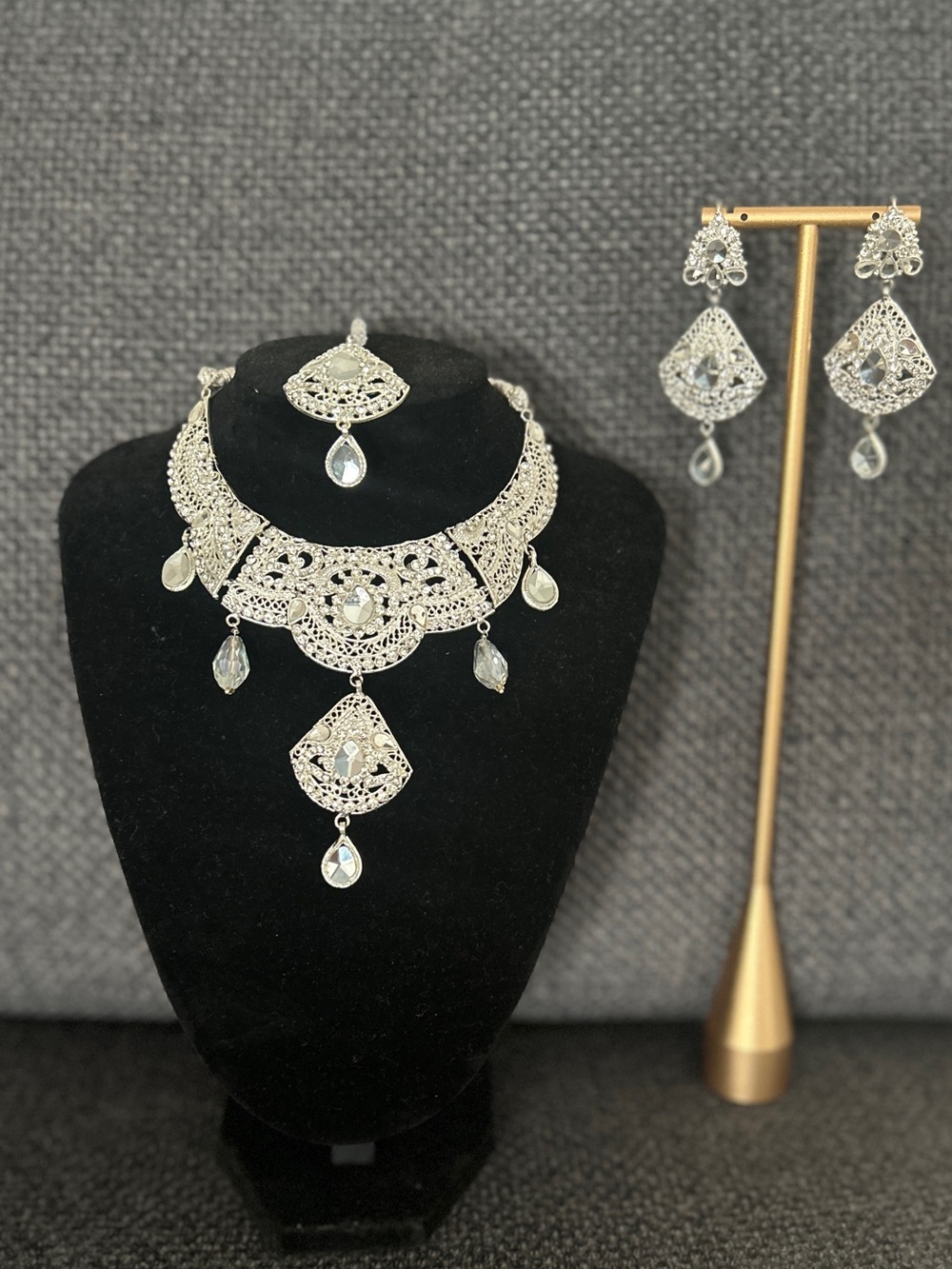 Silver-plated Choker Necklace & Earring Set